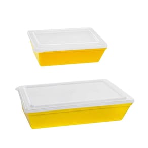 Kit Travessas Stillo Tampa Vemplast 2 Peças Amarelo