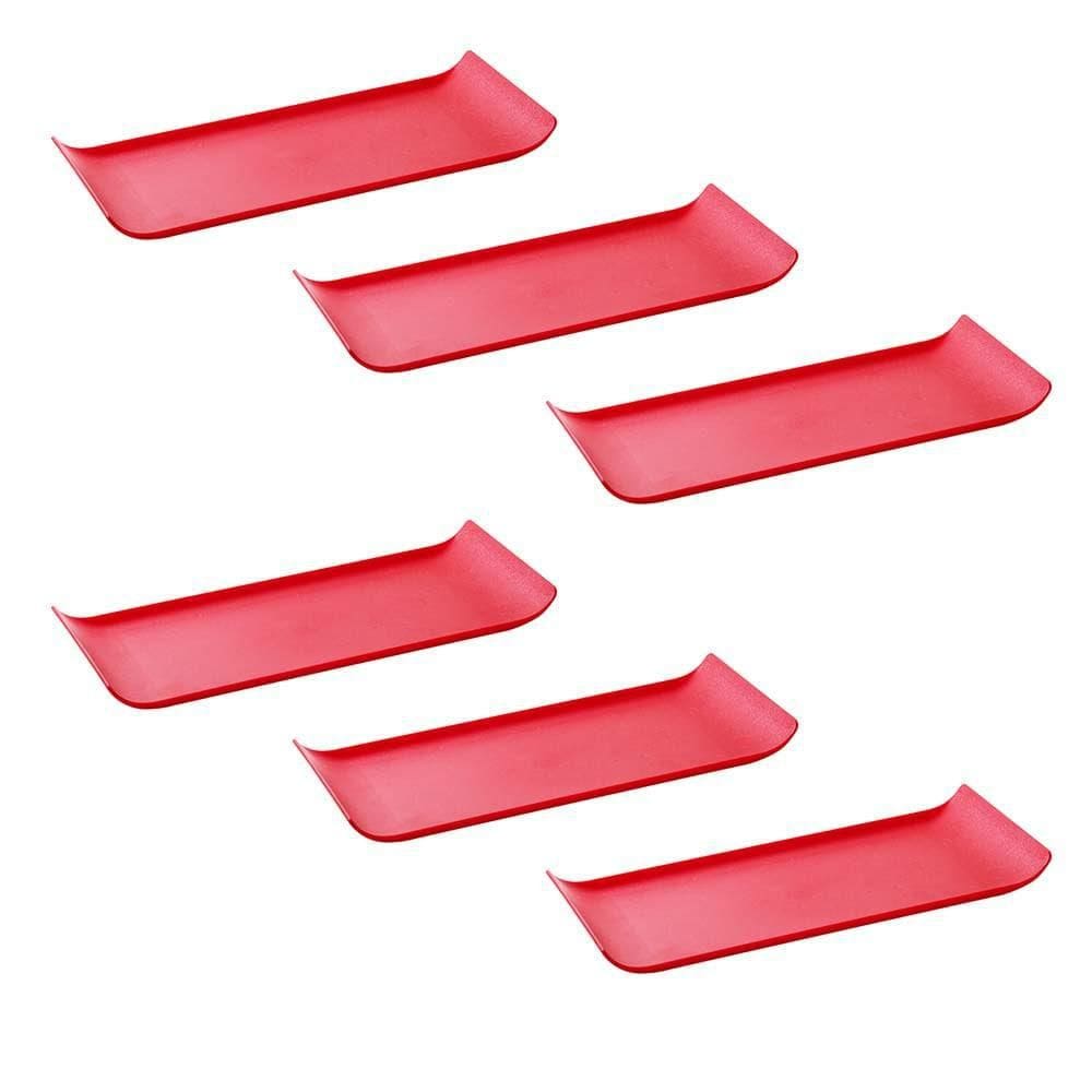 Conjunto De Bandejas Coffee Vemplast 15X30 6 Peças Vermelho