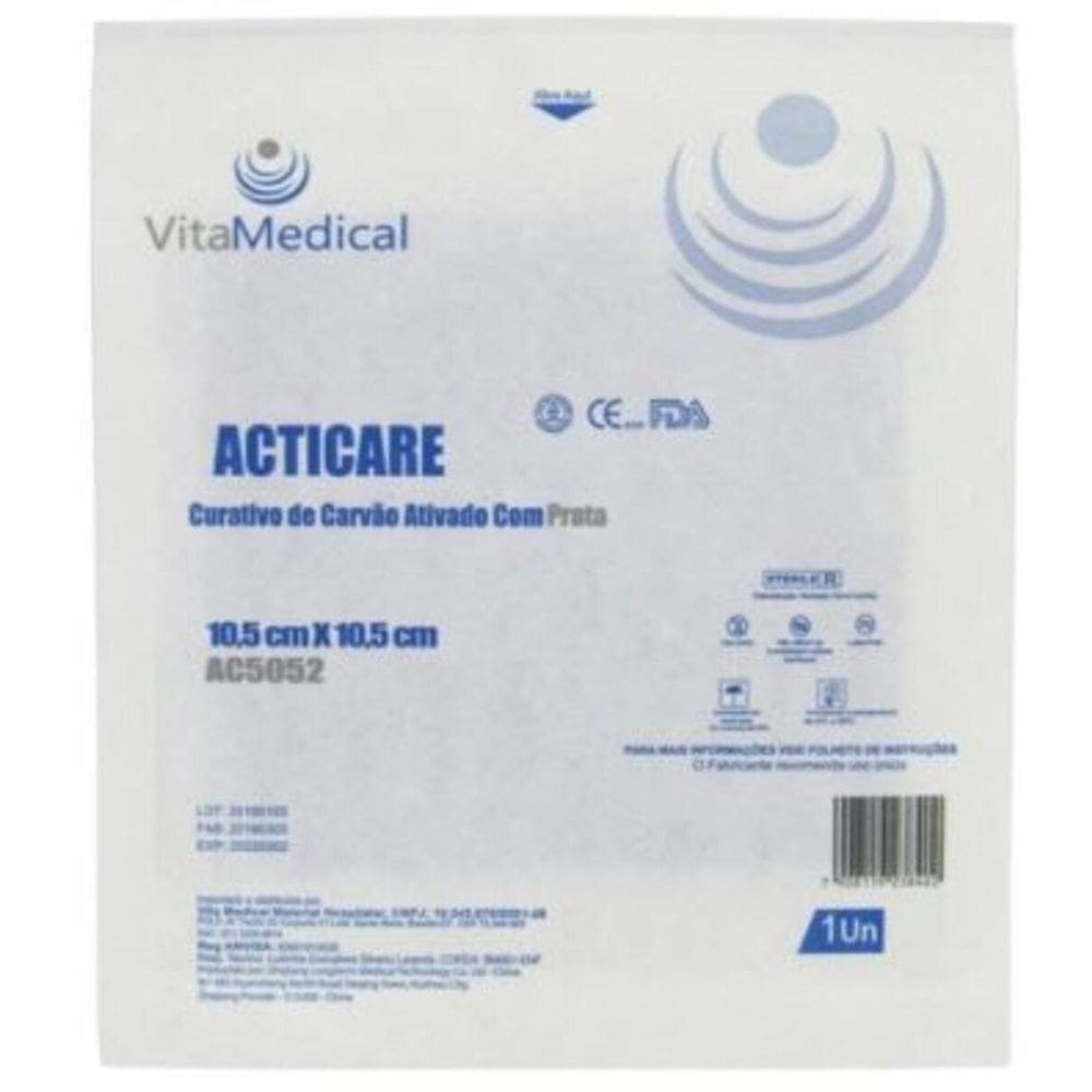 Curativo Carvão Ativado E Prata 10,5X10,5Cm C/10 Unid Vtm