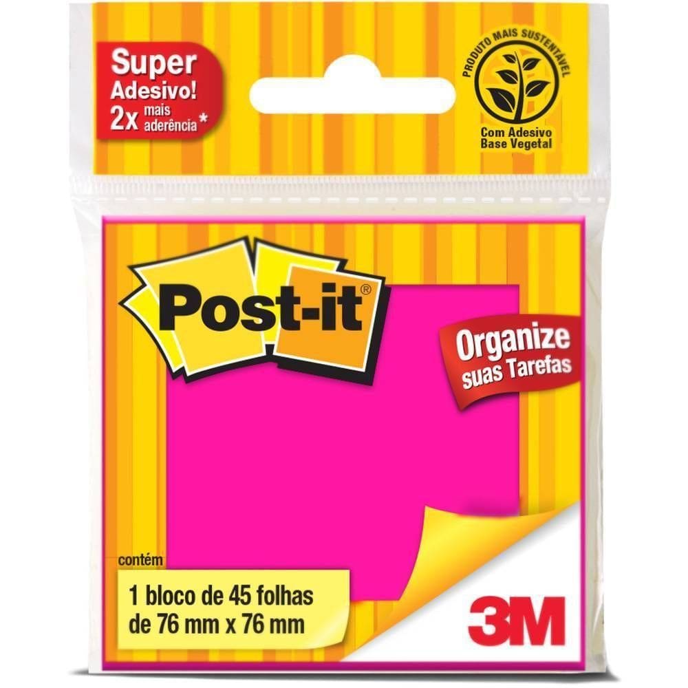 Bloco Post It 76X76Mm 45F Rosa 654 3M