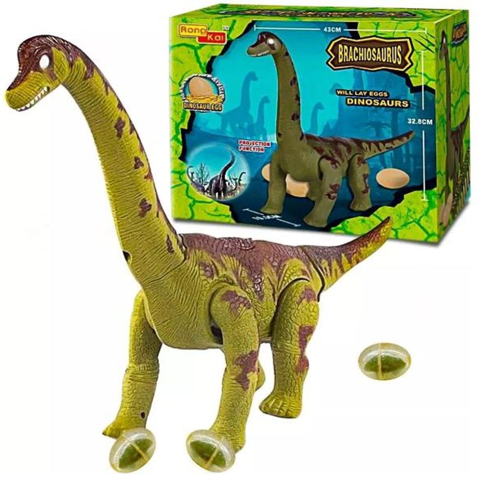 Dinossauro Eletrônico Bota Ovos Brinquedo Anda Emite Luz Som