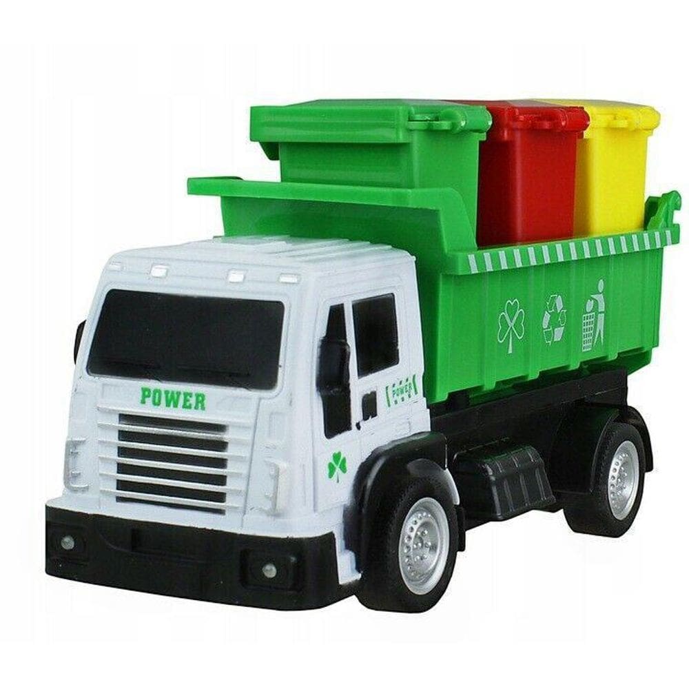 Caminhão Coletor Lixo Controle Remoto 3 Tambor Pilha - Verde