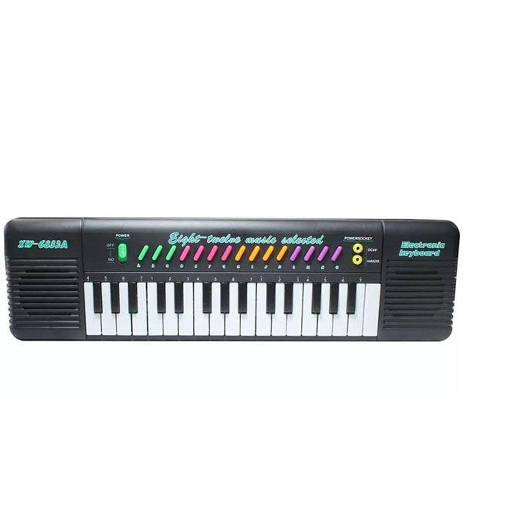 Piano Teclado Infantil Musical Karaoke Microfone 32 Teclas