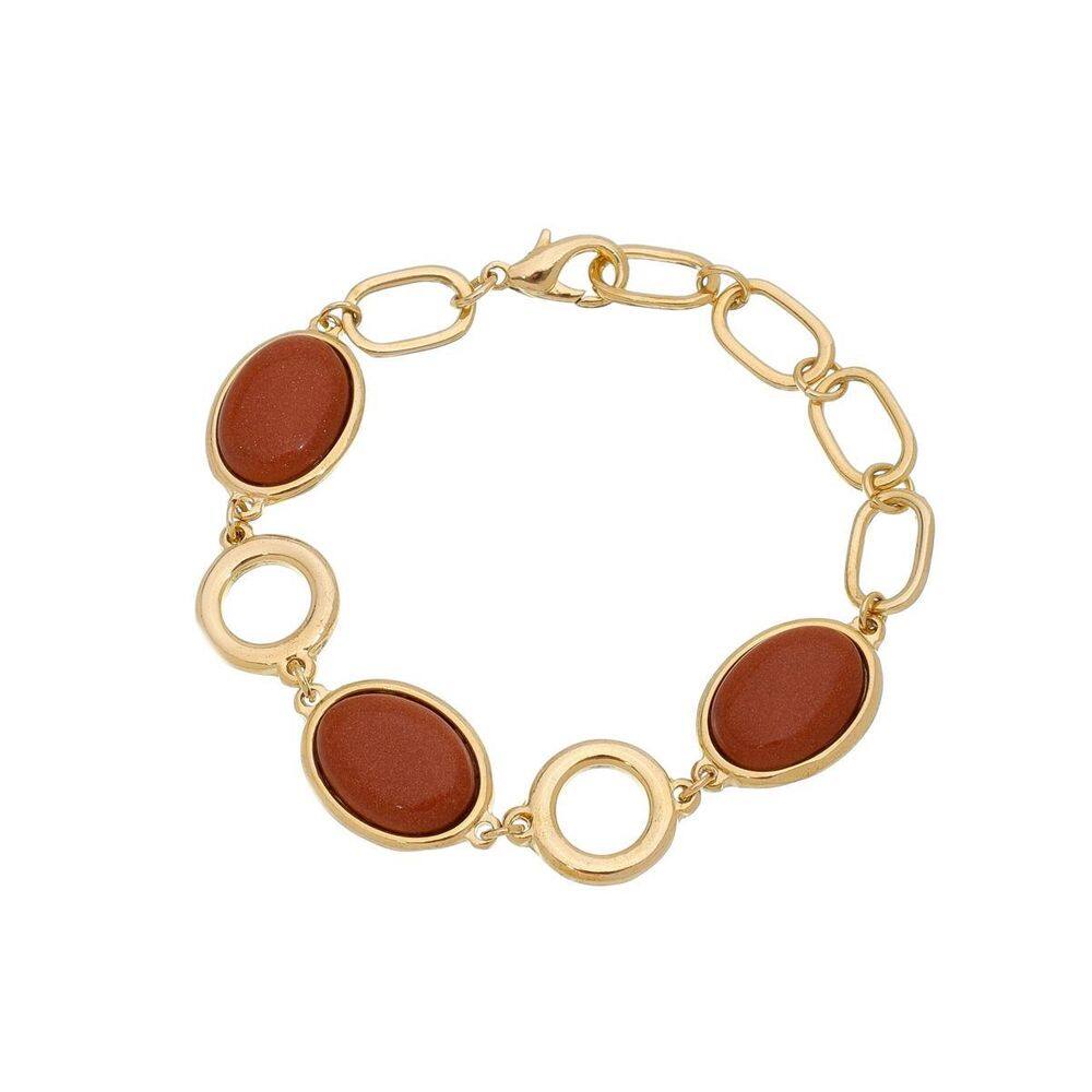 Pulseira Feminino Folheado Ouro 18K Com Pedra Sol
