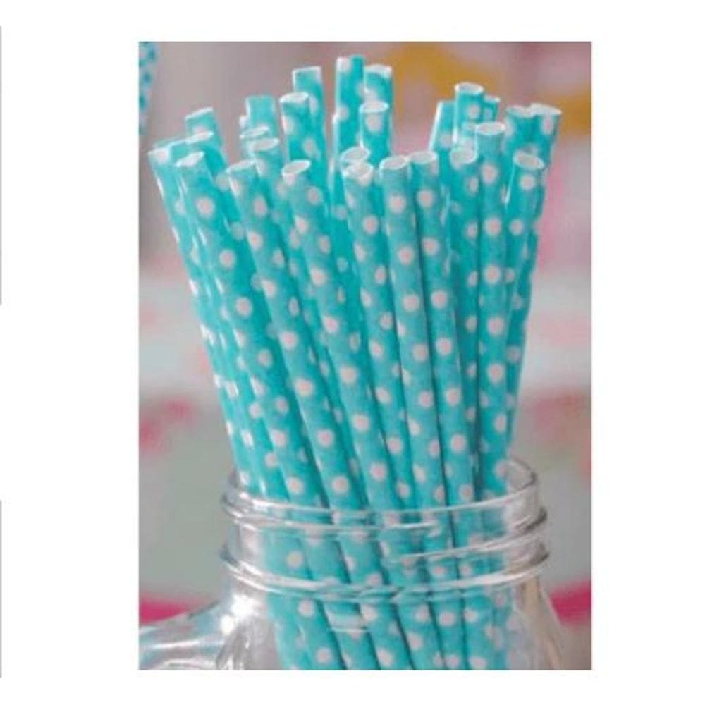 Canudo de papel Poá de Bolinha - Pacote 25 unidades