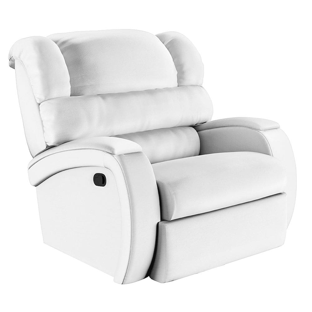 Poltrona do Papai Reclinável Napoli Manual Gatilho PU Branco FH1 - D`Rossi