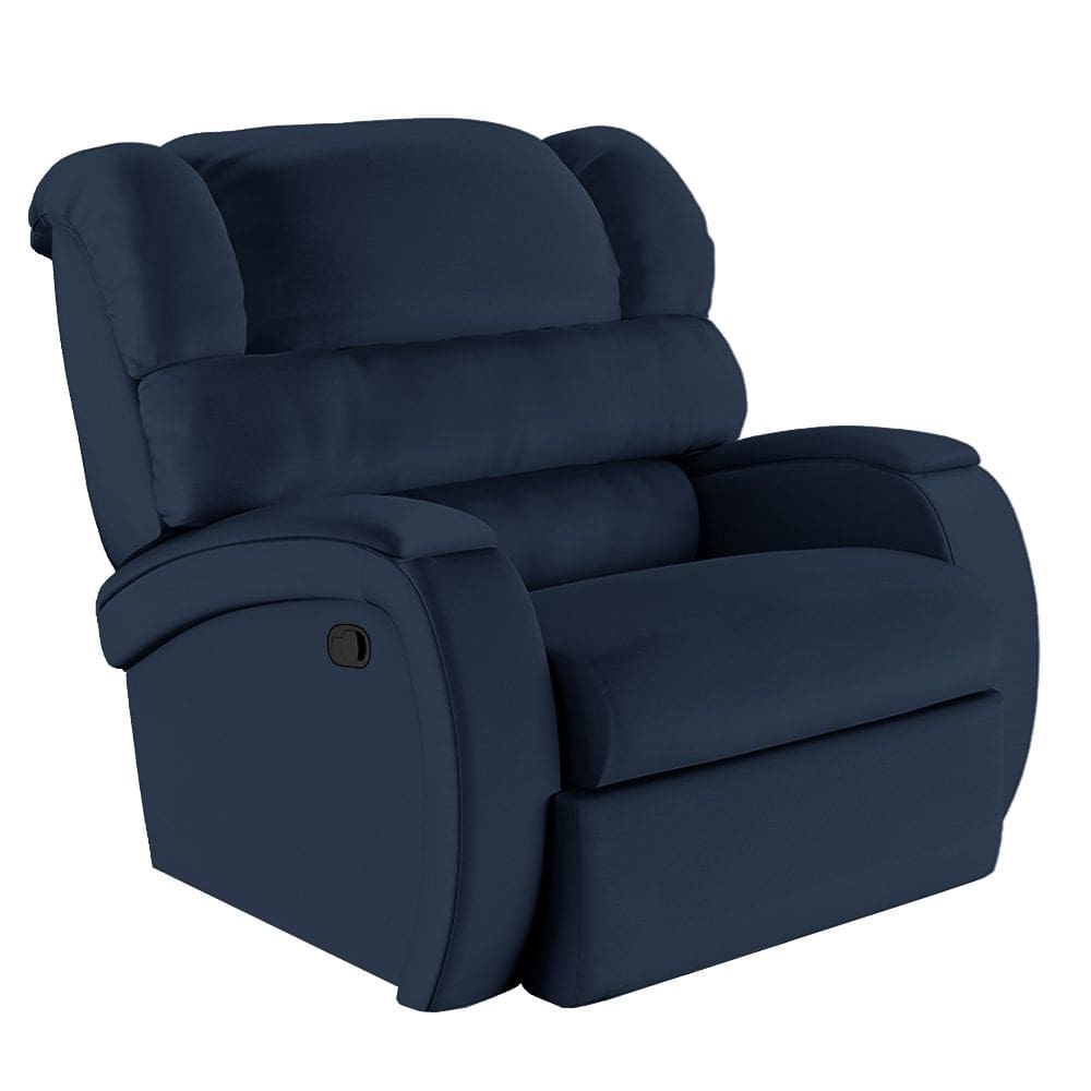 Poltrona do Papai Reclinável Napoli Manual Gatilho PU Azul FH1 - D`Rossi