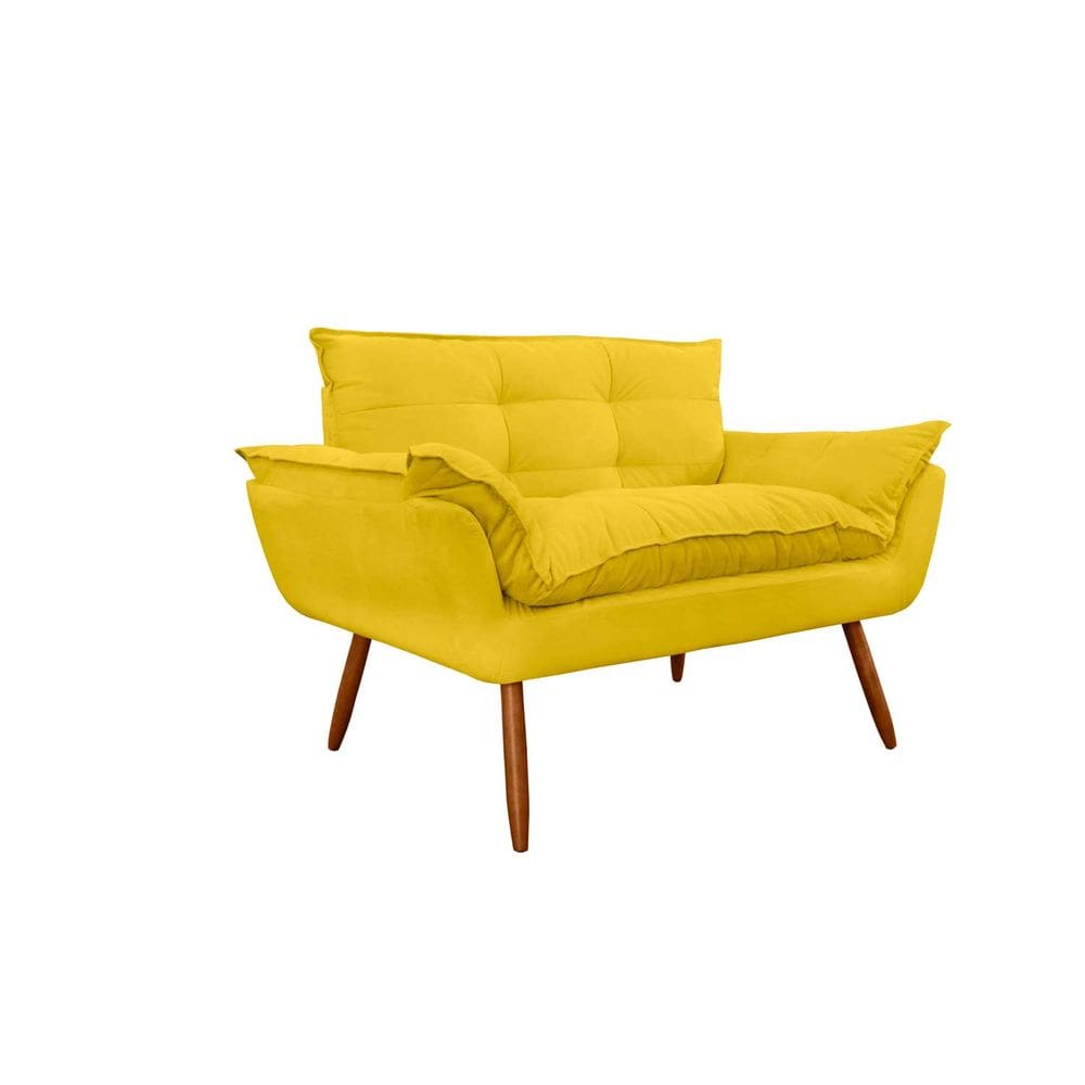 Namoradeira Decorativa para Sala de Estar Opala Suede Mostarda - Montanaris Decor