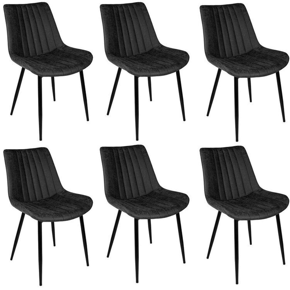Kit com 6 Cadeiras de Jantar em Aço com Encosto Tainá Preto
