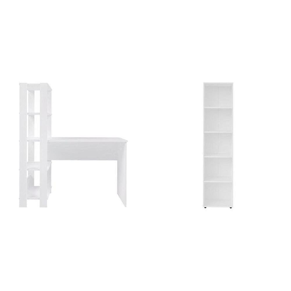Kit 2 Peças com Escrivaninha Match e Estante para Livros 5 Prateleiras Branco