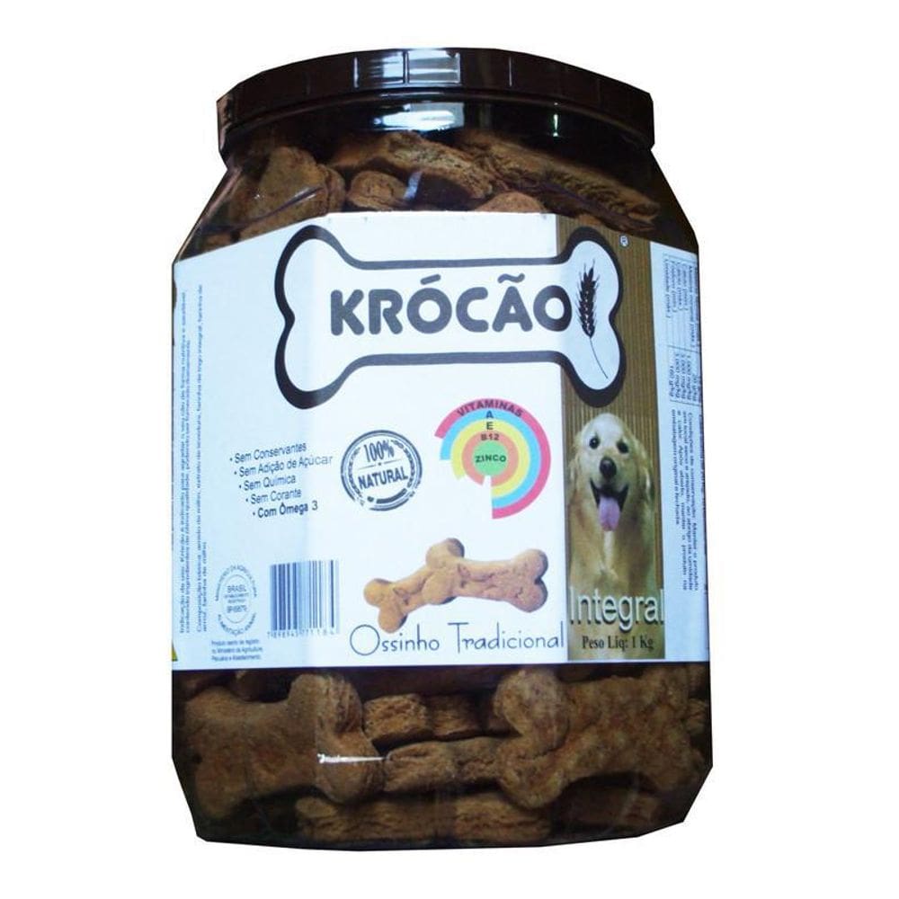 Krocão Biscoito Integral Ossinho Tradicional 1Kg