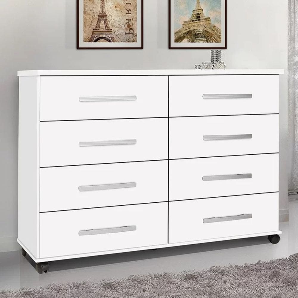 Comoda jade 8 gavetas - Branca