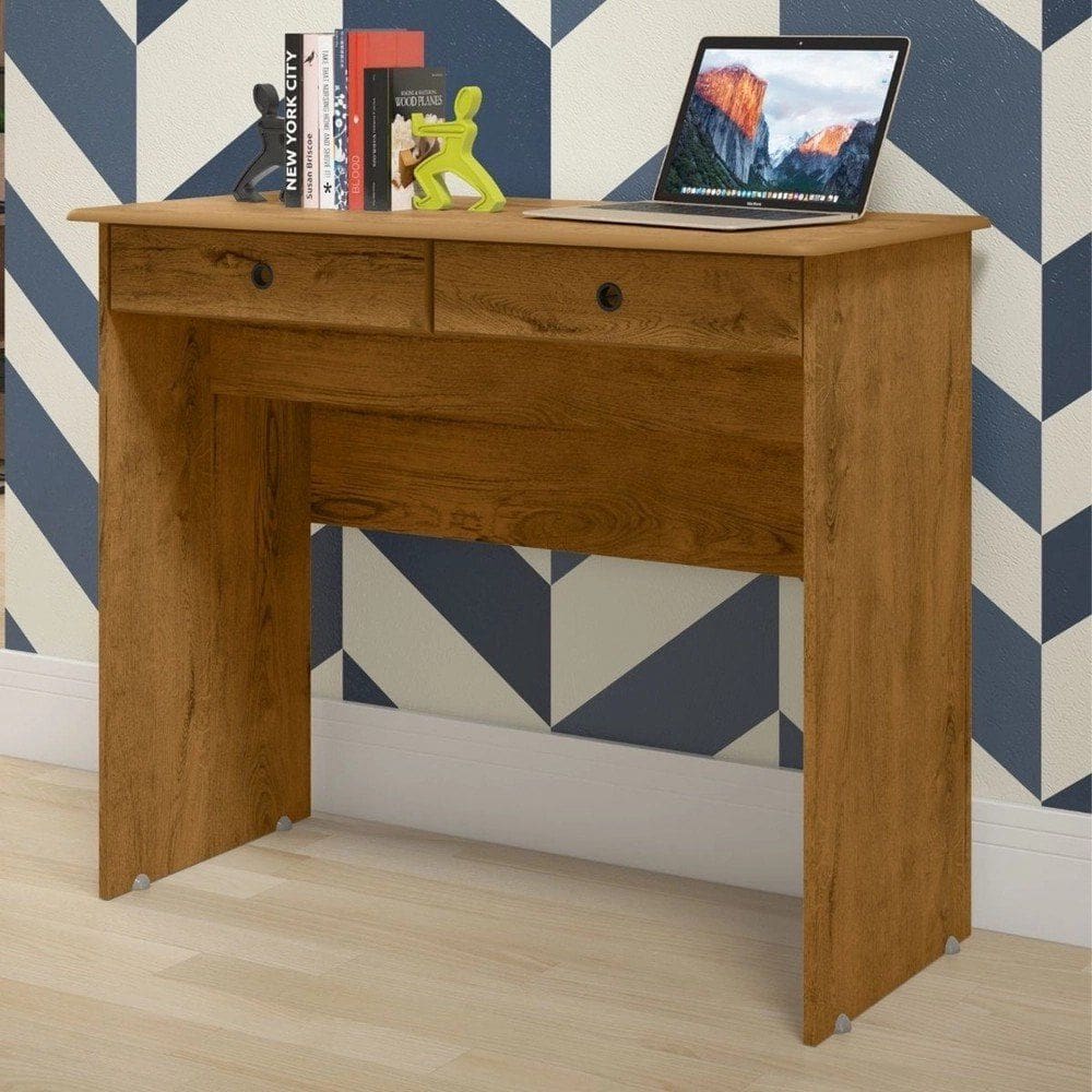 Mesa de computador marrom- 2 gavetas
