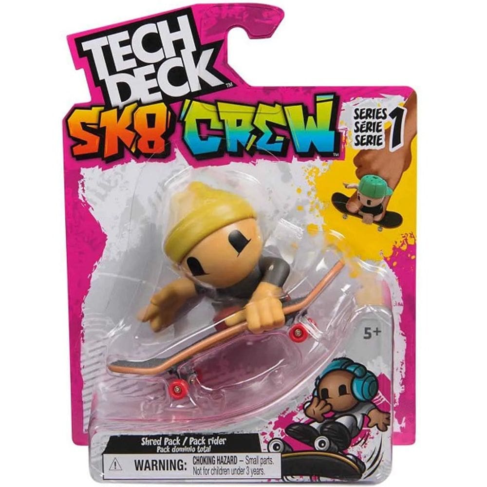 Skate com Boneco SK8 CREW Toca Amarela 96MM - TECH DECK SUNNY 4190
