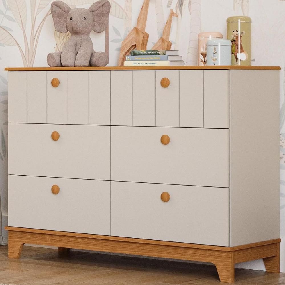 Cômoda Infantil Estilo Retrô 6 Gavetas 100% MDF