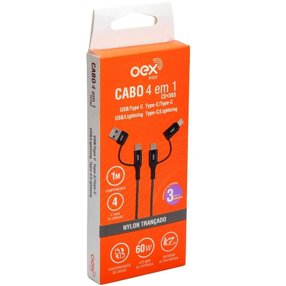 Cabo USB 4 em 1 OEX CE303
