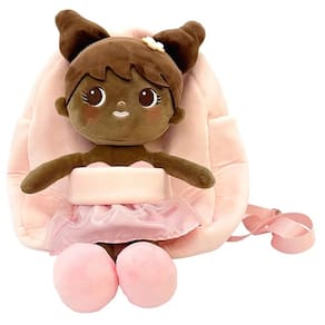 Mochila Fofinha Boneca Marrom e Mochila Rosa Caa TOYS