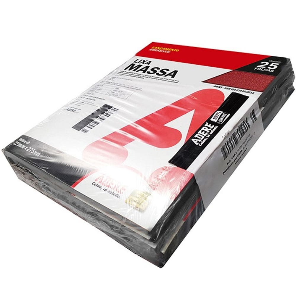 Lixa Massa Grão 80 100 Folhas de 225 X 275MM Adere