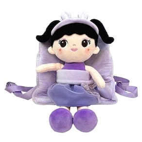 Mochila Fofinha Boneca Branca Vestido e Mochila Roxa Caa TOYS