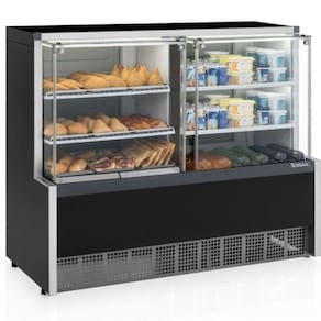 Balcão Quente E Frio Com 2 Placas Frias Gqra140r Gelopar Aurora Quente E Fria 1,40mt Preto 220v