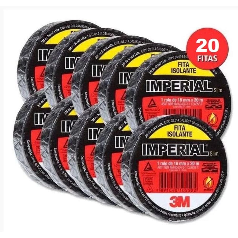Kit 20 Fita Isolante 3M Imperial 18MM X 20M