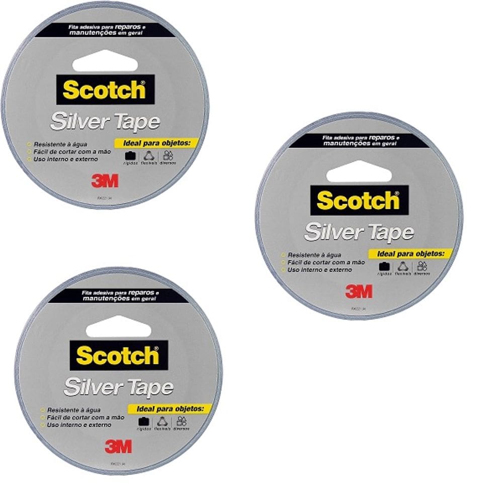 Kit 3 Fitas Silver Tape 3M SCOTCH 45MM X 25M