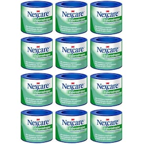Kit com 12 Esparadrapo Impermeavel Branco Nexcare 25MM X 90CM