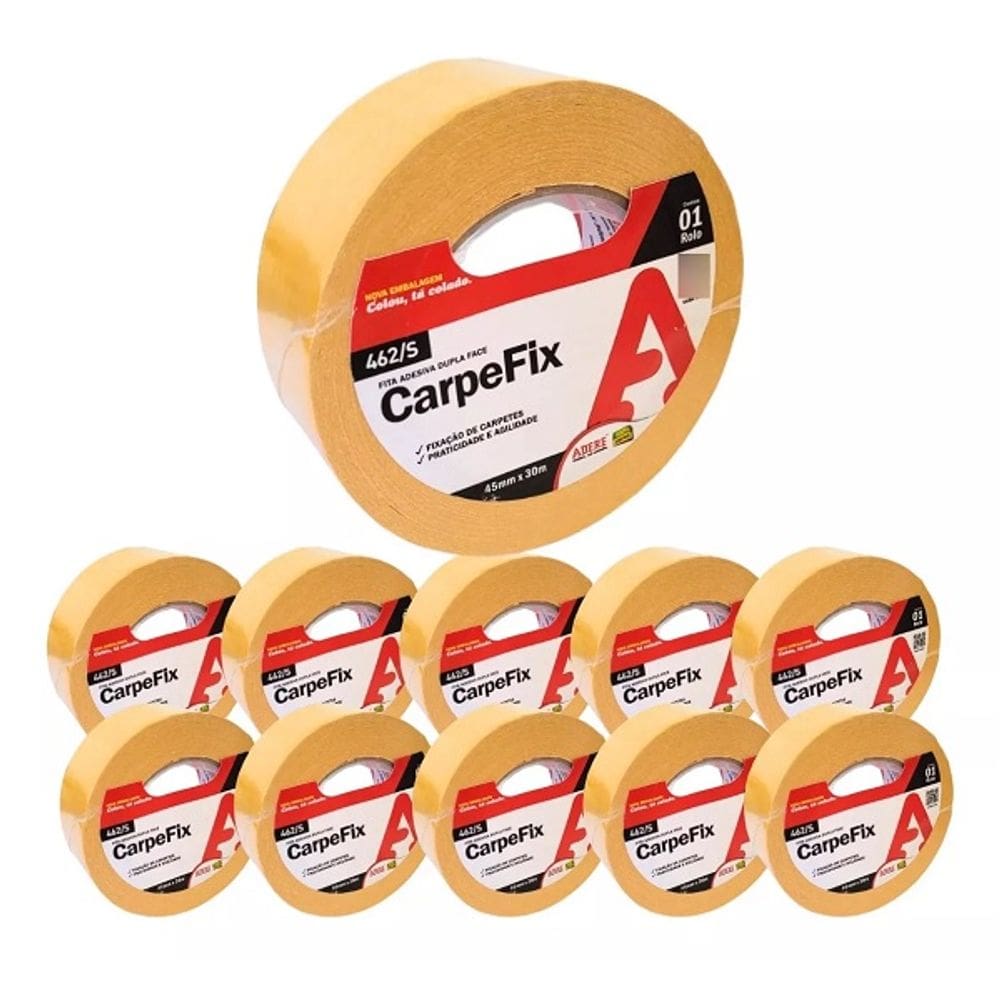 Kit 10 Fita Dupla Face Carpefix para Carpete Adere 45MM X 30M