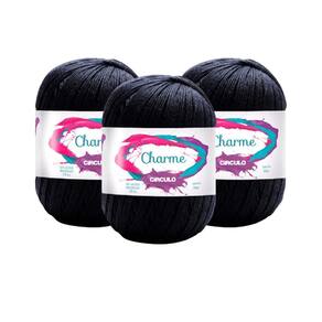 3 Fios Charme Círculo 150g 396 Metros - Cor Preto 8990