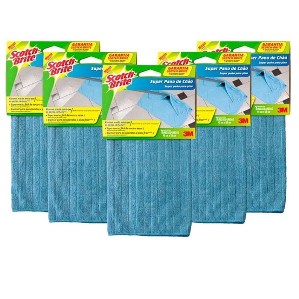 Kit 5 Super Pano de Chão SCOTCH-BRITE Azul 3M