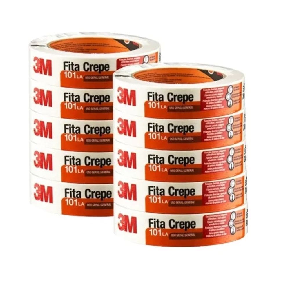 Kit 10 Fita Crepe 24MM X 50M 3M 101LA