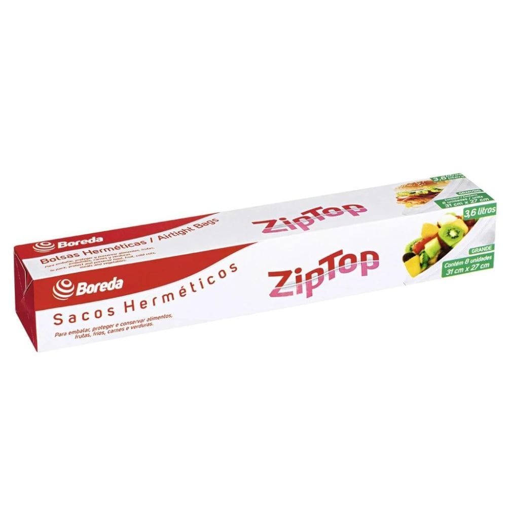 Sacos Herméticos Ziptop Grande 31x27cm 3,6L Alimentos Conservação Resistente Reutilizável 8UN