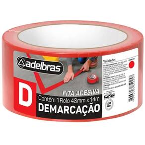 Fita Adesiva Demarcaçao de Solo 48MM X 14M Vermelha Adelbras 910 Liso