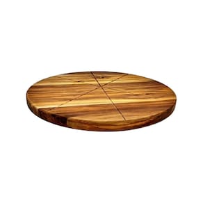 Tábua Para Servir Pizza 35Cm Com Sulcos Em Madeira Teca