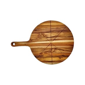 Tábua Para Servir Pizza Com Pegador Em Madeira Teca 40Cm