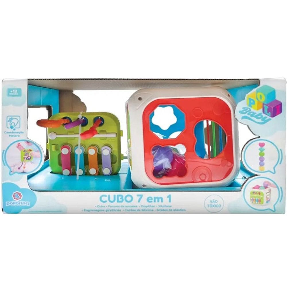 Brinquedo Educativo para Bebe Cubo 7 em 1 BABY Polibrinq