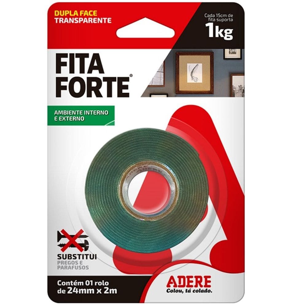 Fita Forte Dupla Face Massa Acrilica Adere 24MM X 02M