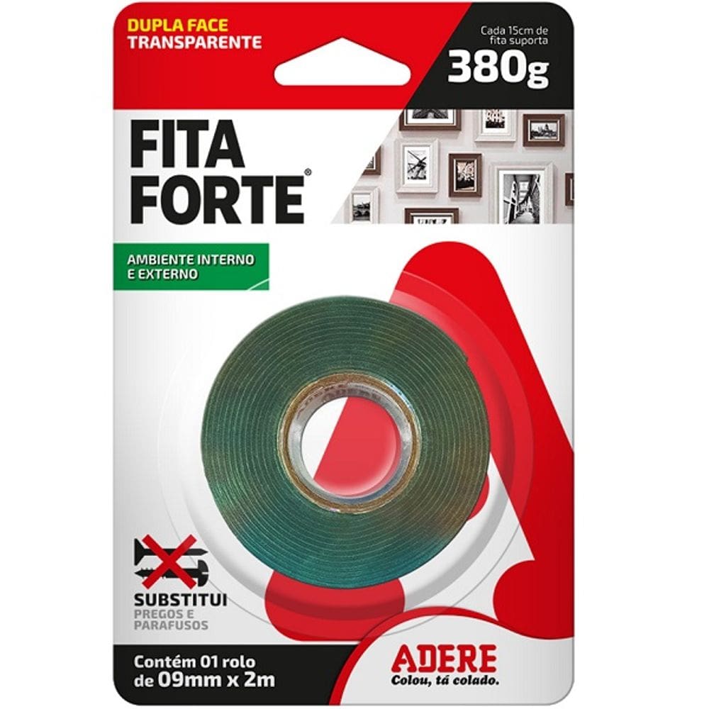 Fita Forte Dupla Face Massa Acrilica Adere 09MM X 02M