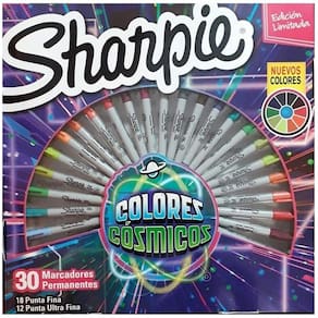 Caneta Marcador Permanente com 30 Sharpie Ponta Fina e ULTRA Fina Cosmic