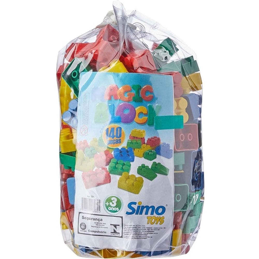 Blocos de Montar Magic BLOCK 140 Peças Coloridas Simo TOYS