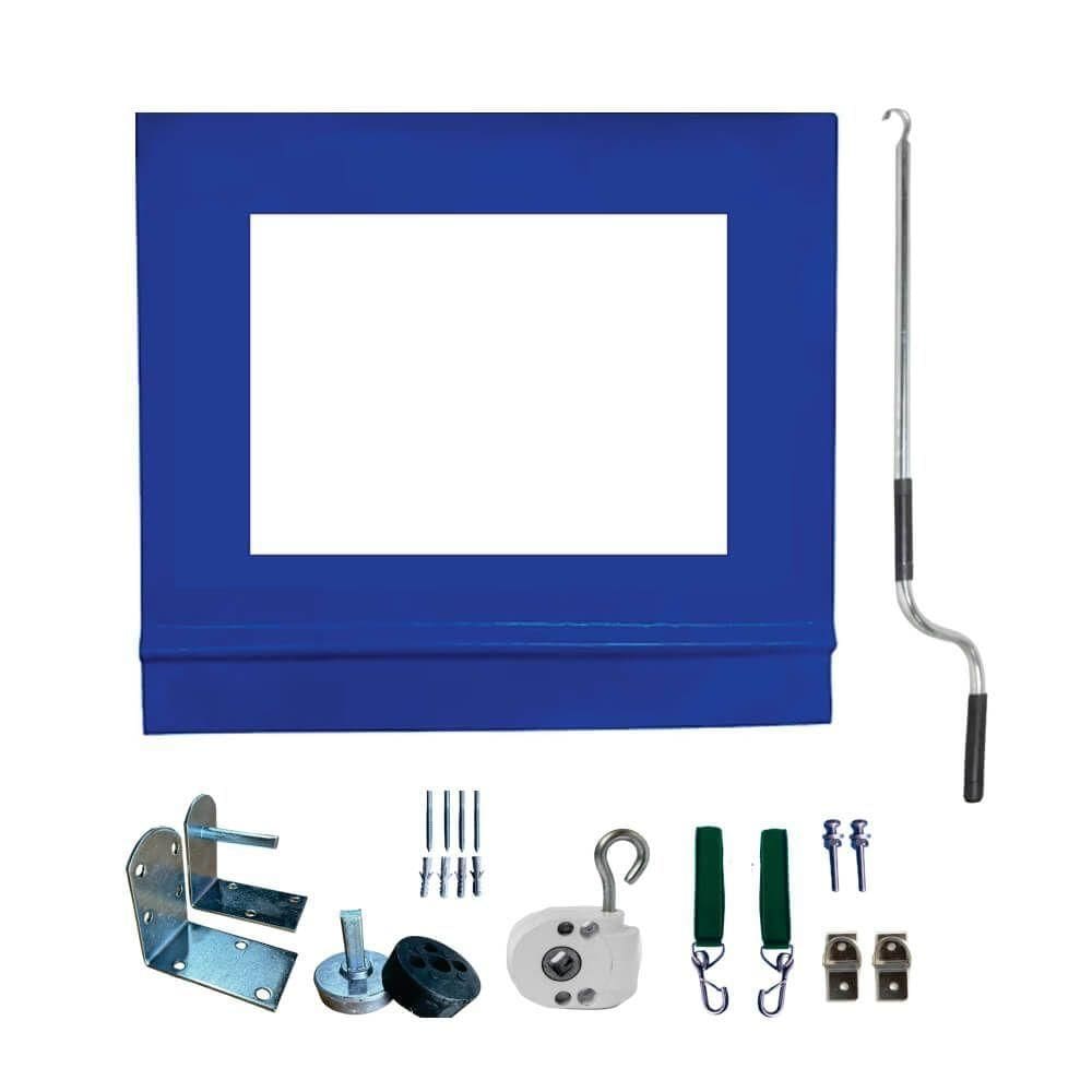 Toldo Cortina Azul C/ Visor - 3,60m X 2,50m - Kit Completo
