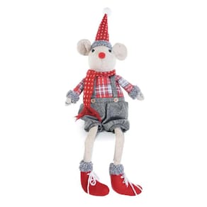 Urso Rato Natalino Bege e Vermelho 56cm 1108195 Cromus
