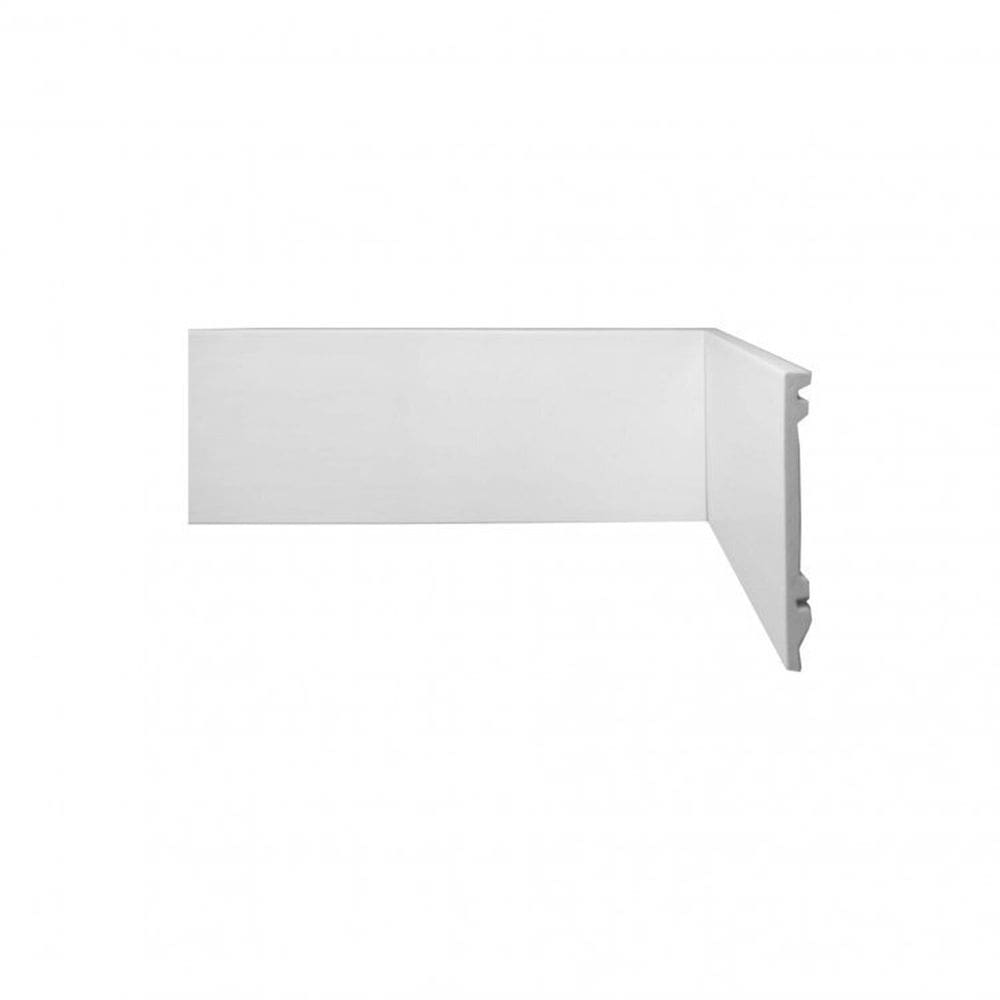 Kit com 20 Barras Rodapé de Poliestireno Liso Scandian 15mmx100mm Metro Linear 7,2m Branco