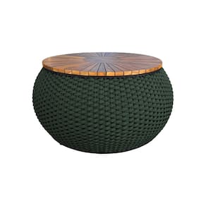 Mesa de Centro Barril Alumínio Corda Náutica Verde Militar