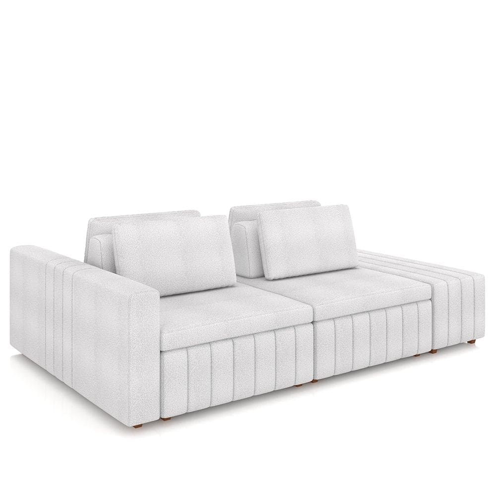 Sofá Ilha Living com Puff 245cm Siesta M22 Bouclê Branco - Mpozenato