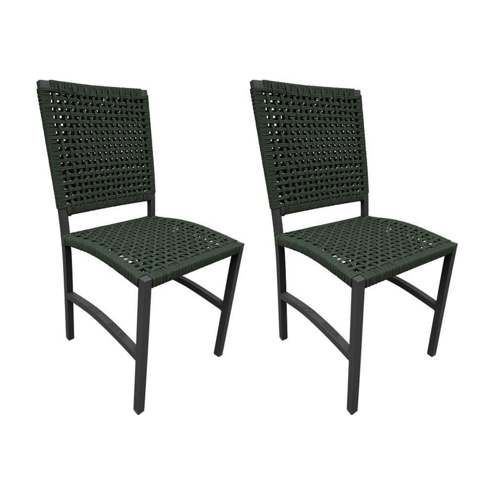 Kit 2 Cadeiras Deck Alumínio Corda Náutica Verde Militar