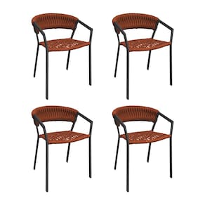 Kit 4 Cadeiras Florença Alumínio Tricô Náutico Terracota