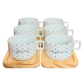 Conjunto 6 xícaras Café Chá c/ pires Pinus-200ml Empilháveis