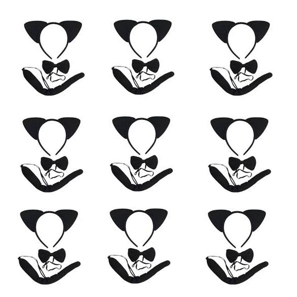 12 Kits Diabinha Chifre + Gravata + Rabinho Carnaval Fantasia Halloween Preto