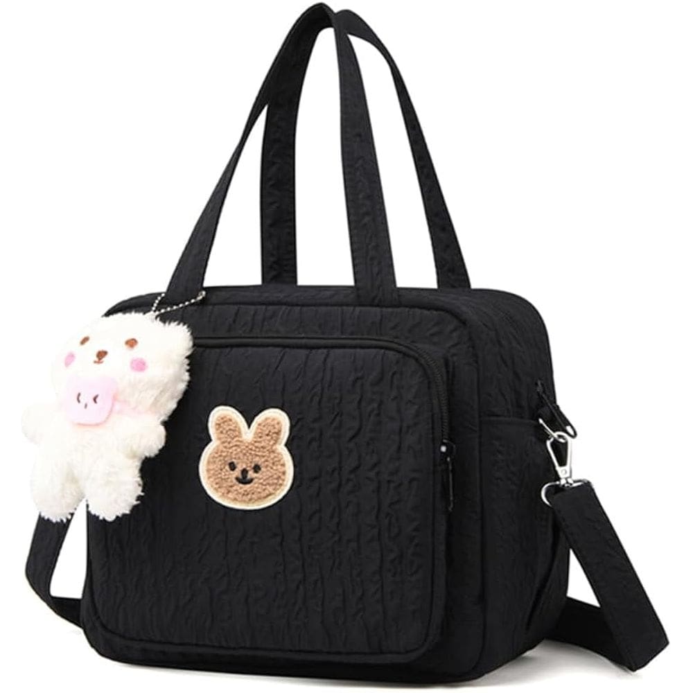 Bolsa de fraldas Mommy Travel Bag com design acolchoado preto